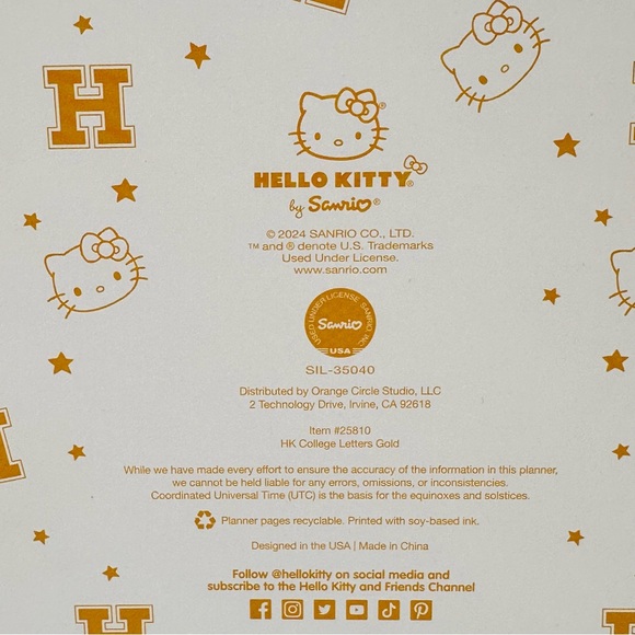 Sanrio Hello Kitty 2025 Large Spiral 17-month Planner - Gold Soft Leather Cover - Picture 13 of 14